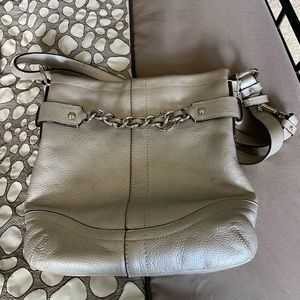 Coach silver leather shoulder purse